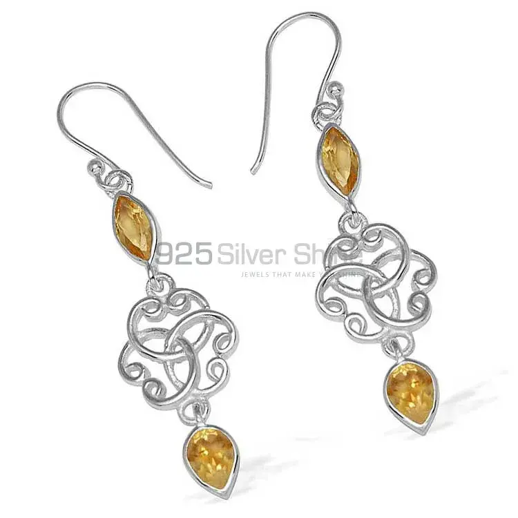 925 Sterling Silver Handmade Earrings In Citrine Gemstone Jewelry 925SE743_0
