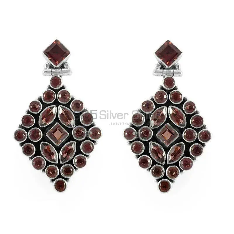 High Quality 925 Sterling Silver Handmade Earrings In Garnet Gemstone Jewelry 925SE1287