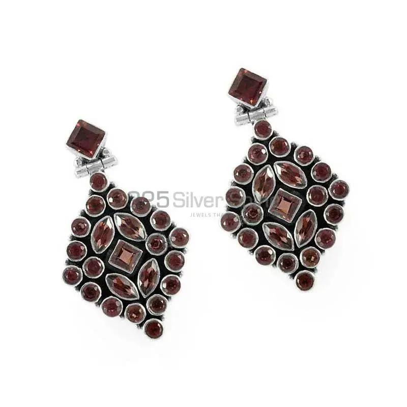 925 Sterling Silver Handmade Earrings In Garnet Gemstone Jewelry 925SE1287_1