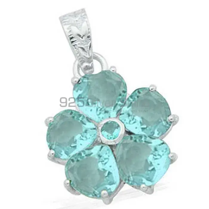 925 Sterling Silver Handmade Pendants In Blue Topaz Gemstone Jewelry 925SP1581_0