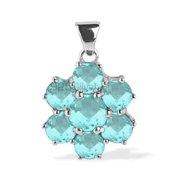 925 Sterling Silver Handmade Pendants In Blue Topaz Gemstone Jewelry 925SP1631
