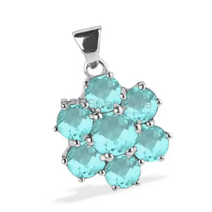 925 Sterling Silver Handmade Pendants In Blue Topaz Gemstone Jewelry 925SP1631_0