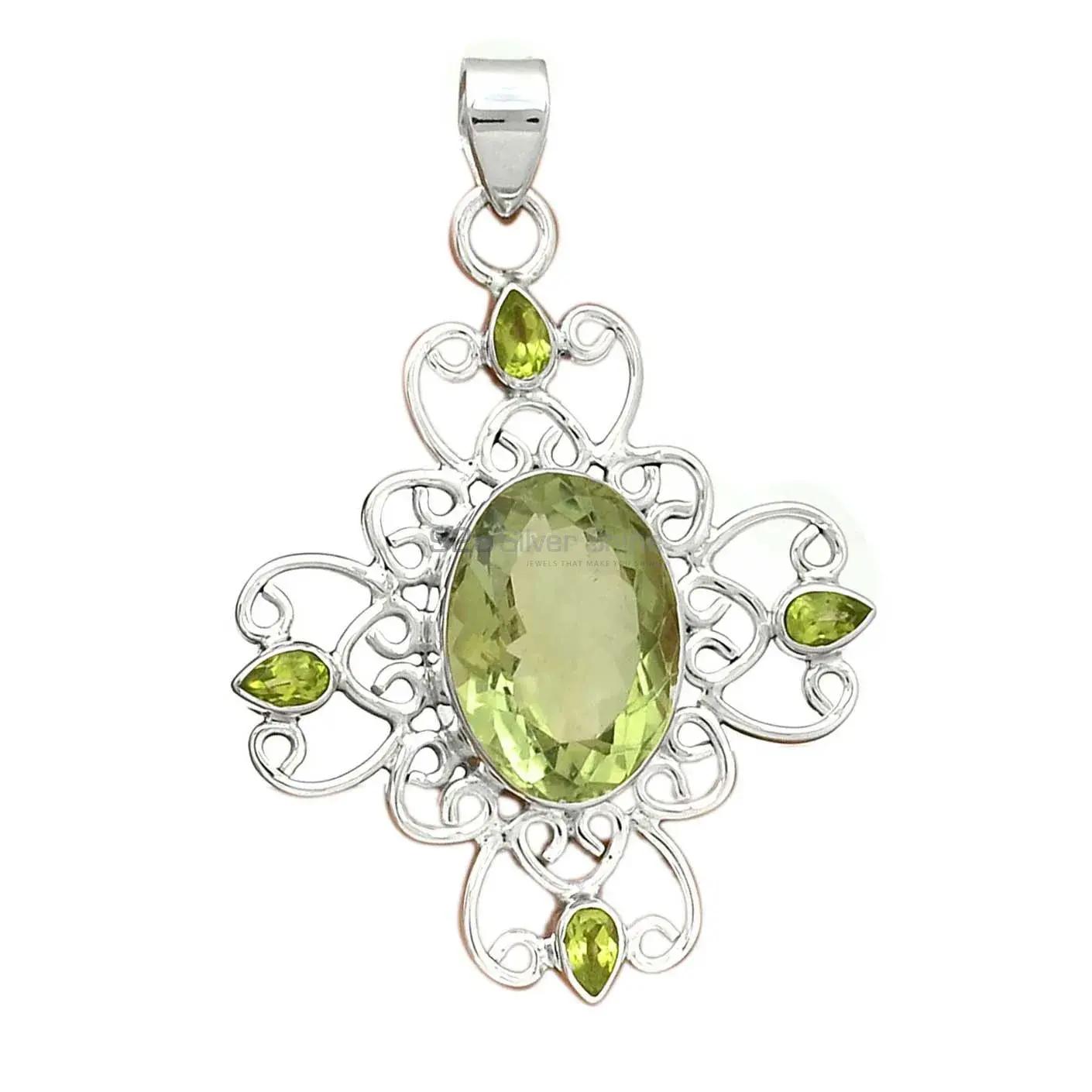 925 Sterling Silver Handmade Pendants In Multi Gemstone Jewelry 925SP097-6_2