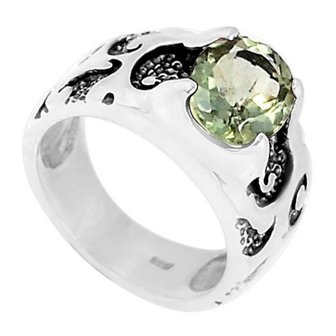 925 Sterling Silver Handmade Rings In Green Amethyst Gemstone Jewelry 925SR963_0