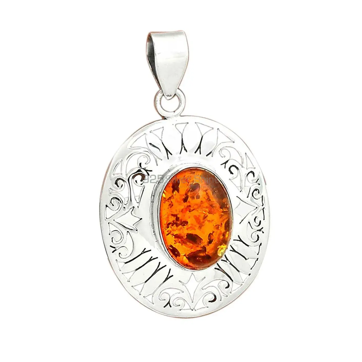 Amber Gemstone Pendants In 925 Fine Silver Jewelry 925SP16-1_2