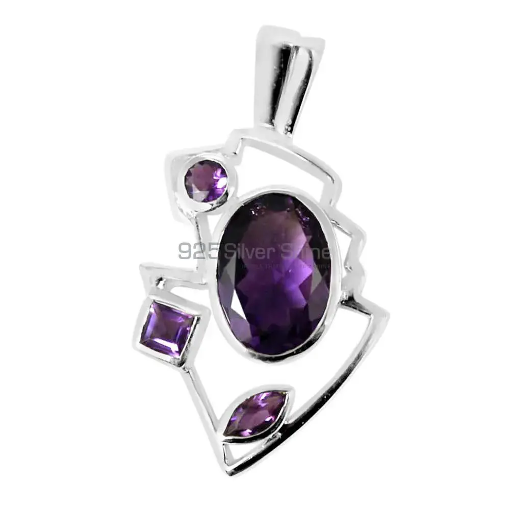 Amethyst Gemstone Pendants In 925 Solid Silver Jewelry 925SP234-2_1