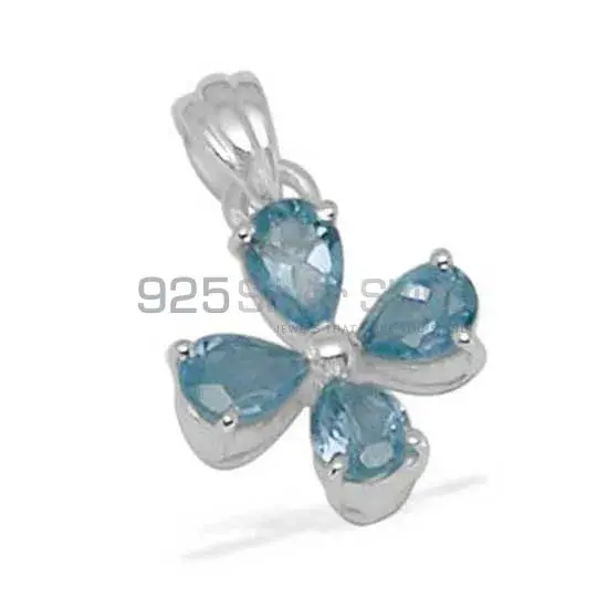 Blue Topaz Gemstone Handmade Pendants In 925 Sterling Silver Jewelry 925SP1406_0