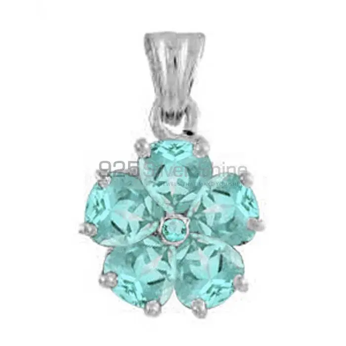 Blue Topaz Gemstone Handmade Pendants In 925 Sterling Silver Jewelry 925SP1656