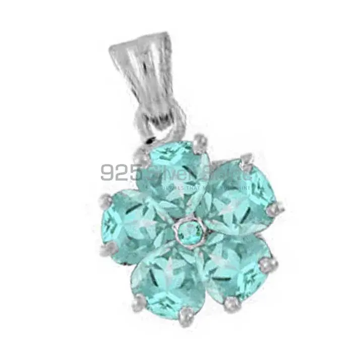 Blue Topaz Gemstone Handmade Pendants In 925 Sterling Silver Jewelry 925SP1656_0