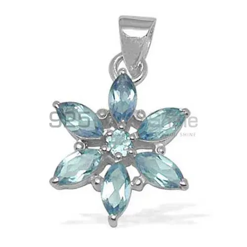 Blue Topaz Gemstone Handmade Pendants In Solid Sterling Silver Jewelry 925SP1412_0