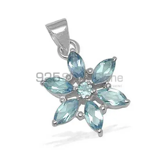 Blue Topaz Gemstone Handmade Pendants In Solid Sterling Silver Jewelry 925SP1412_1