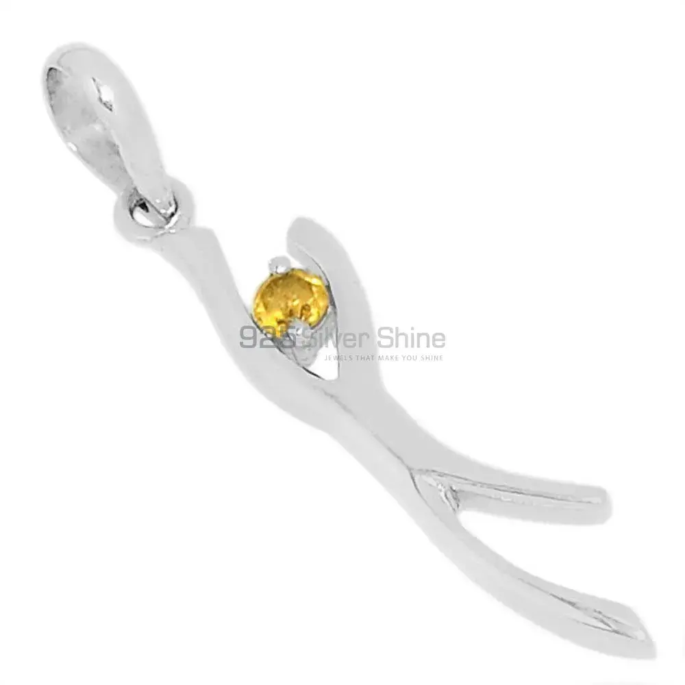 Citrine Gemstone Pendants In 925 Fine Silver Jewelry 925SSP320-3