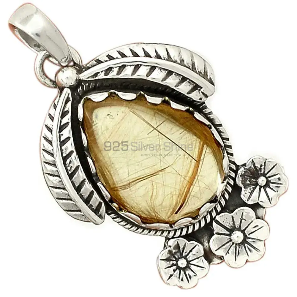 Golden Rutile Gemstone Pendants In 925 Solid Silver Jewelry 925SP54-2_0