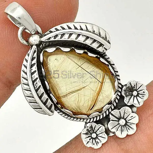 Golden Rutile Gemstone Pendants In 925 Solid Silver Jewelry 925SP54-2_1