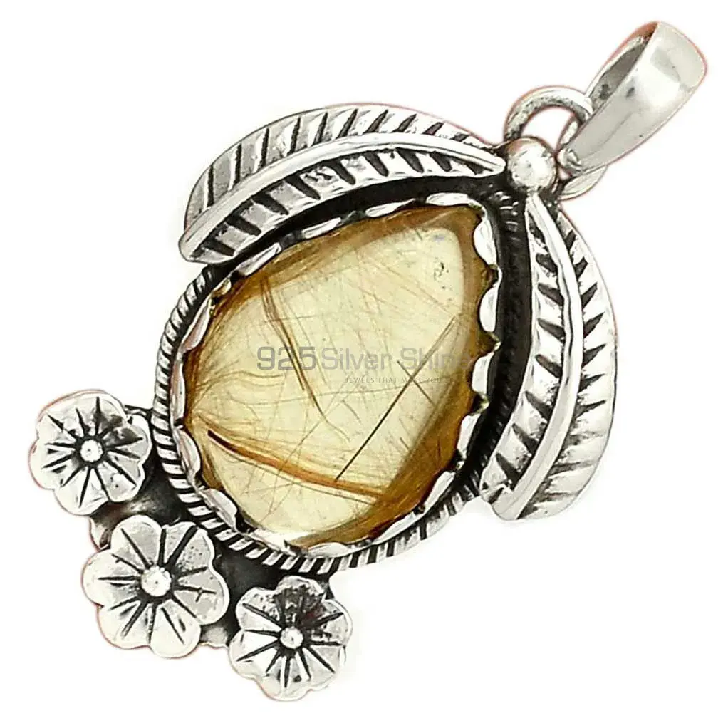 Golden Rutile Gemstone Pendants In 925 Solid Silver Jewelry 925SP54-2_3