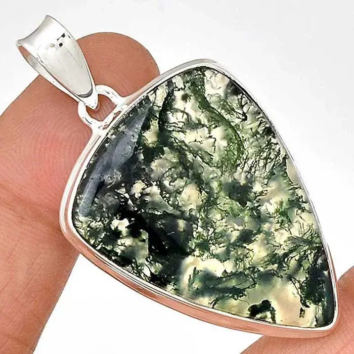 Moos Agate Gemstone Handmade Pendants In Solid Sterling Silver Jewelry 925SP140_1