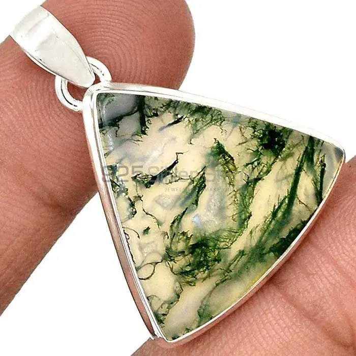 Moos Agate Gemstone Handmade Pendants In Solid Sterling Silver Jewelry 925SP140_2