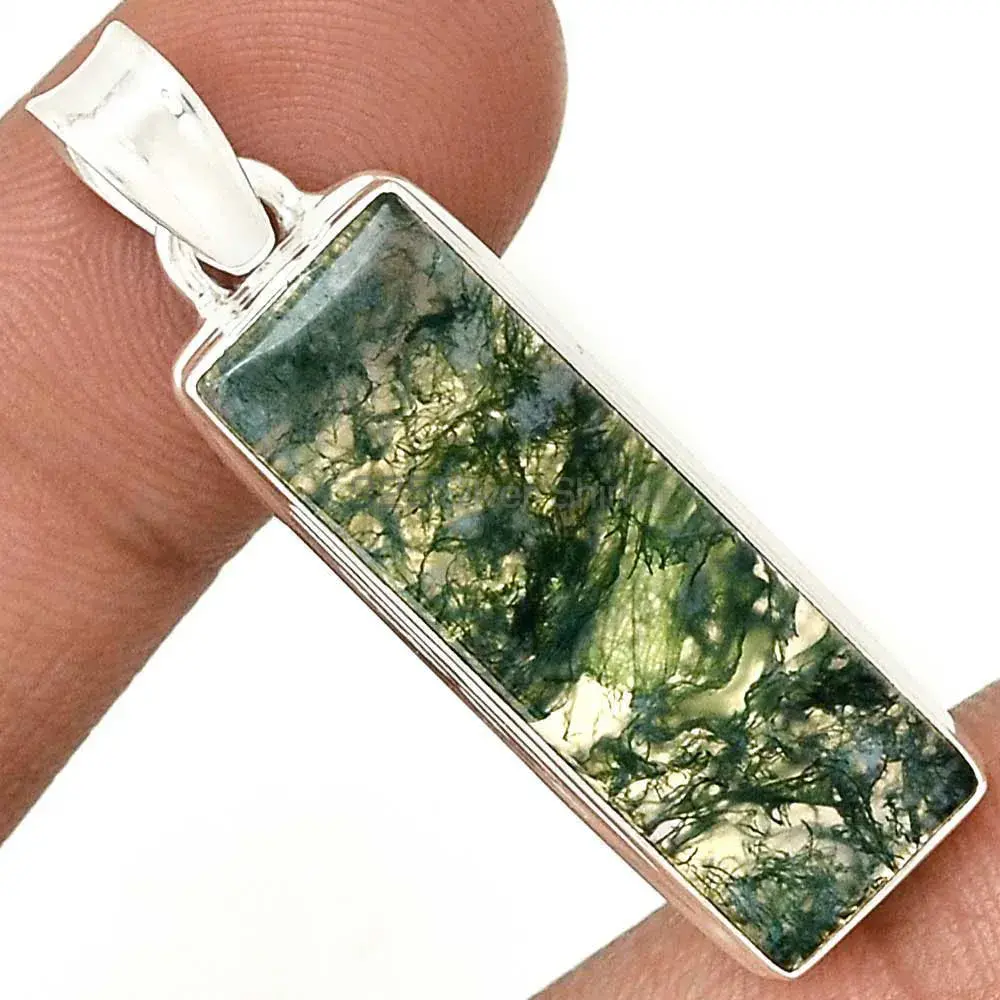 Moos Agate Gemstone Handmade Pendants In Solid Sterling Silver Jewelry 925SP140_3