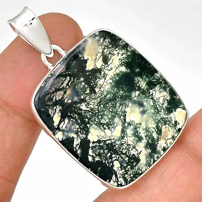 Moos Agate Gemstone Handmade Pendants In Solid Sterling Silver Jewelry 925SP140_4