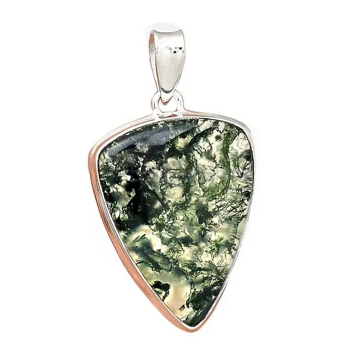Moos Agate Gemstone Handmade Pendants In Solid Sterling Silver Jewelry 925SP140_6
