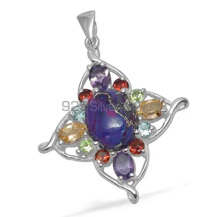 Multi Gemstone Handmade Pendants In Solid Sterling Silver Jewelry 925SP1462_1