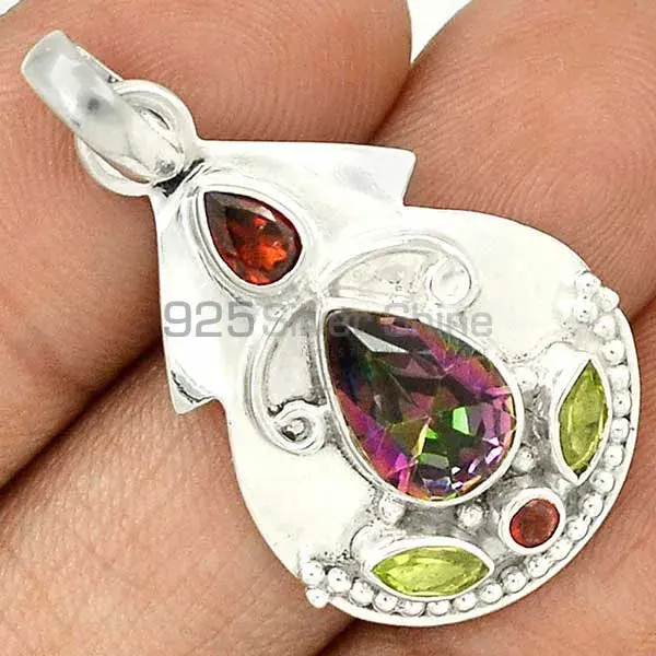 Multi Gemstone Handmade Pendants In Solid Sterling Silver Jewelry 925SP58-2_1