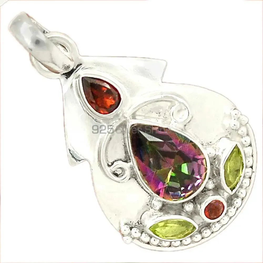 Multi Gemstone Handmade Pendants In Solid Sterling Silver Jewelry 925SP58-2_2