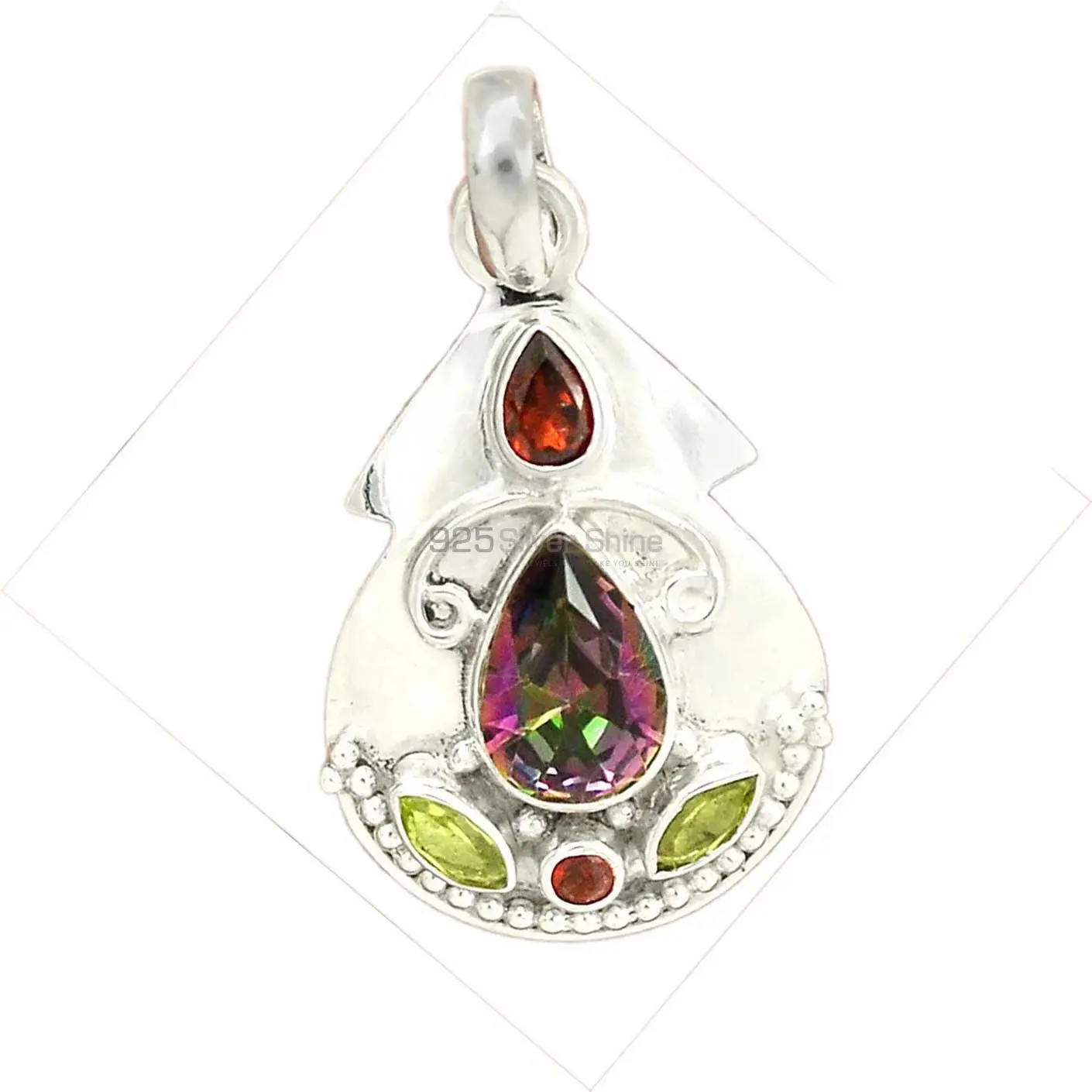 Multi Gemstone Handmade Pendants In Solid Sterling Silver Jewelry 925SP58-2_3