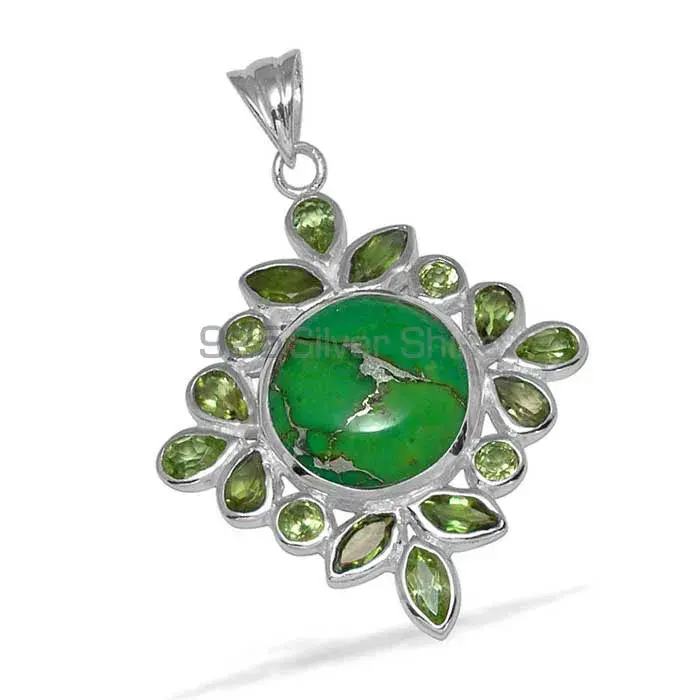 Multi Gemstone Pendants In 925 Solid Silver Jewelry 925SP1449_1