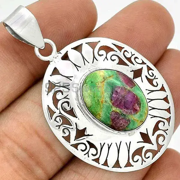 Ruby Zoisite Gemstone Handmade Pendants In 925 Sterling Silver Jewelry 925SP16-2_1