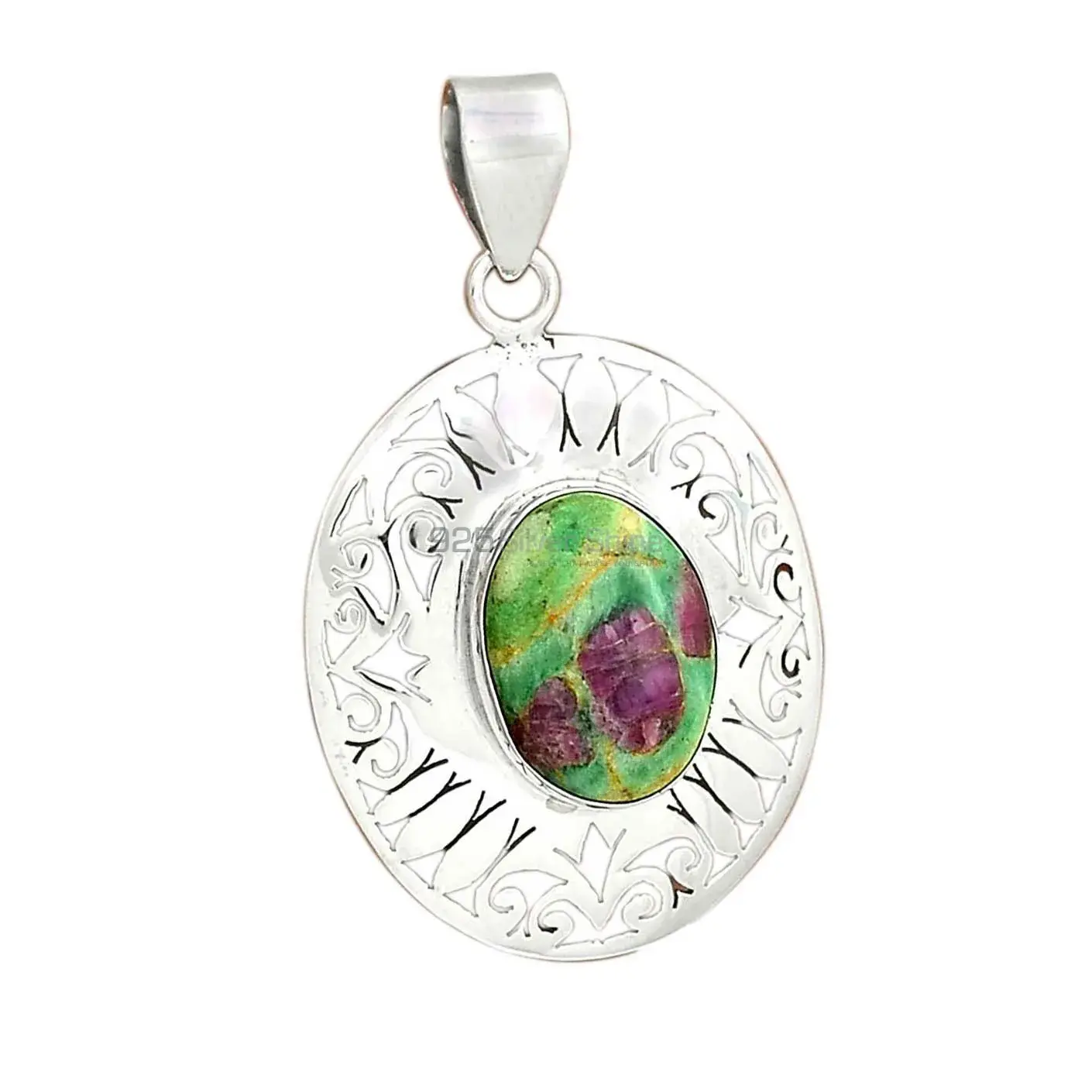 Ruby Zoisite Gemstone Handmade Pendants In 925 Sterling Silver Jewelry 925SP16-2_2