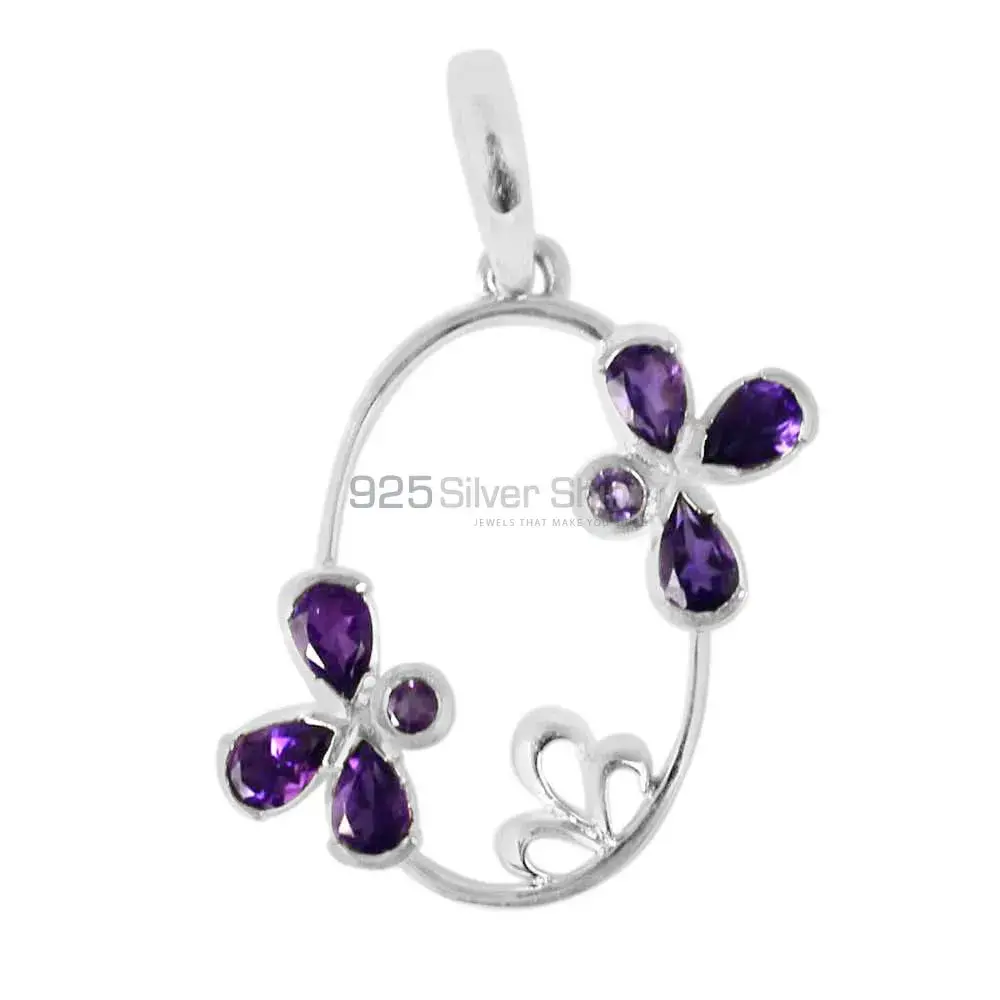 Solid Sterling Silver Handmade Pendants In Amethyst Gemstone Jewelry 925SP215-7_1