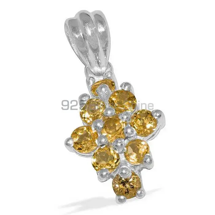 Solid Sterling Silver Handmade Pendants In Citrine Gemstone Jewelry 925SP1487_1