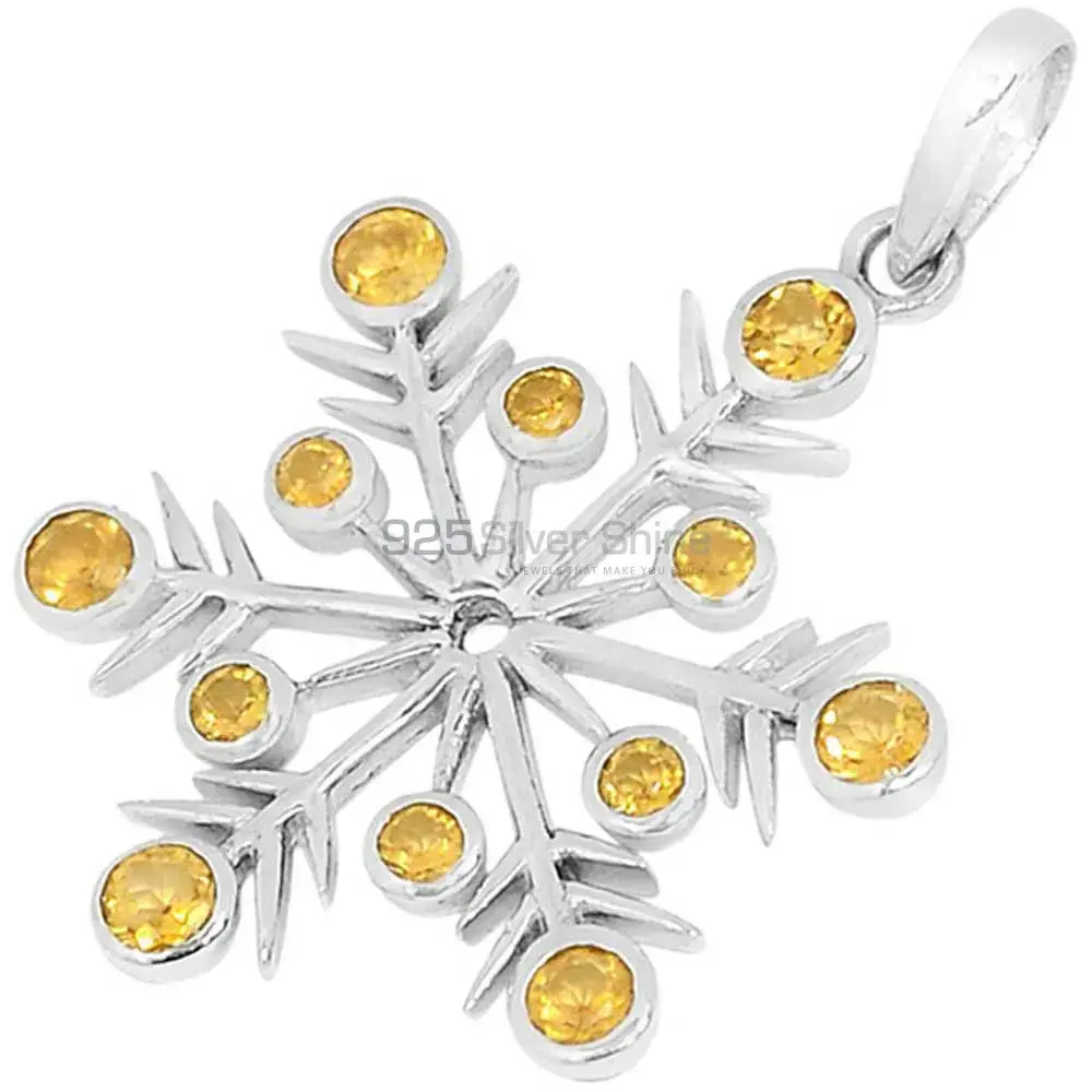 Solid Sterling Silver Handmade Pendants In Citrine Gemstone Jewelry 925SSP327-1_1