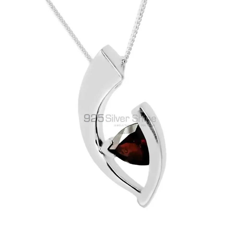 Solid Sterling Silver Handmade Pendants In Garnet Gemstone Jewelry 925SP224-4
