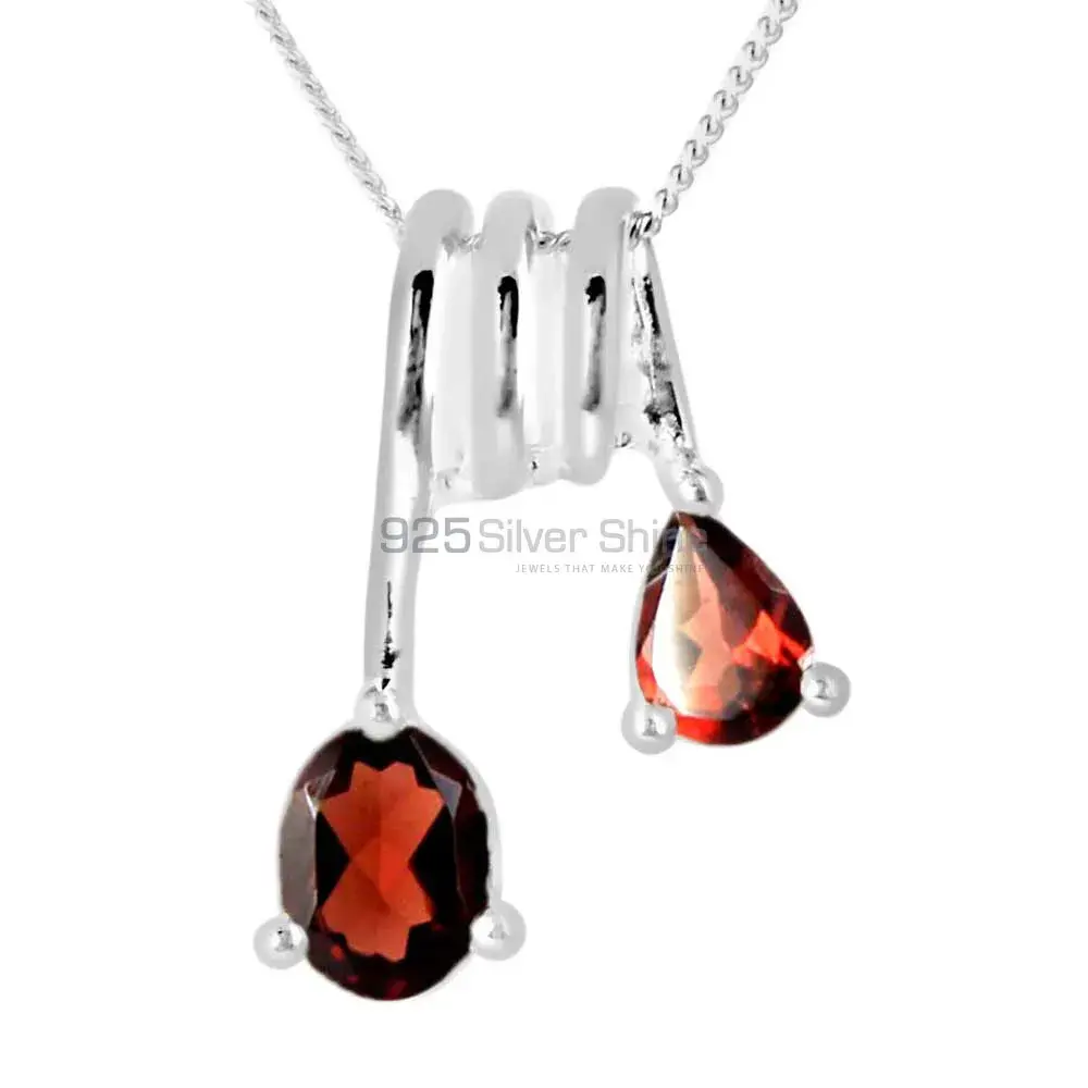 Solid Sterling Silver Handmade Pendants In Garnet Gemstone Jewelry 925SP264-2