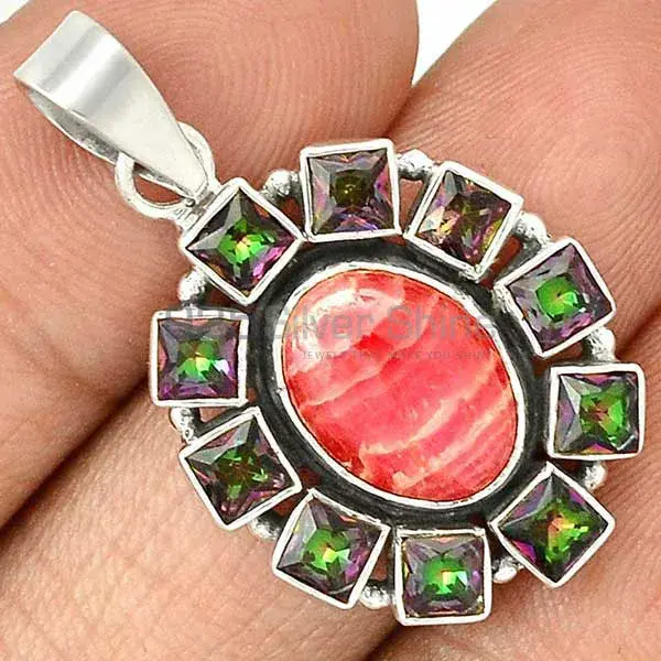 Solid Sterling Silver Handmade Pendants In Multi Gemstone Jewelry 925SP24-1_1