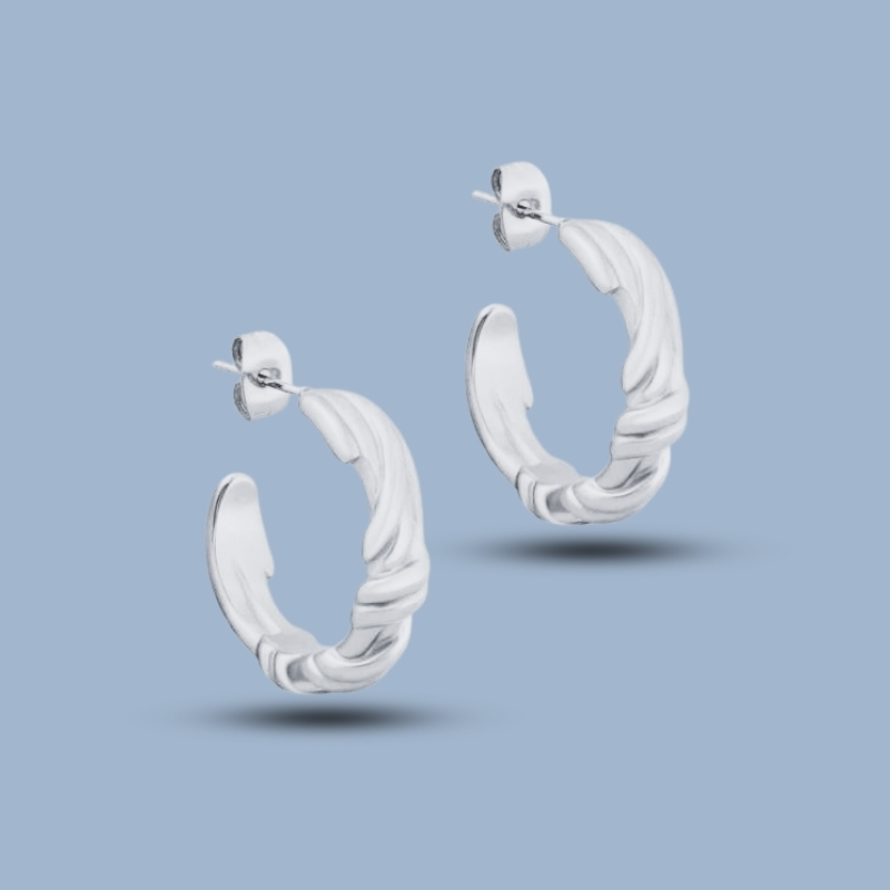 Hollow 925 Sterling Silver Irregular Hoop Earring 925She146_0