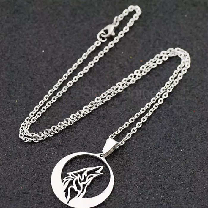 Howling Wolf Necklace, Animal Minimalist Necklace In 925 Sterling Silver AMN136_0