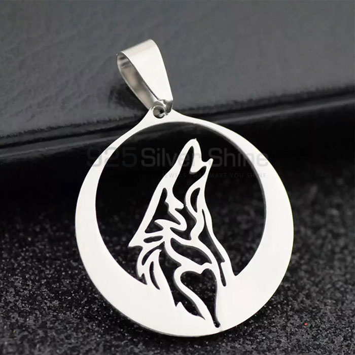 Howling Wolf Necklace, Animal Minimalist Necklace In 925 Sterling Silver AMN136_1