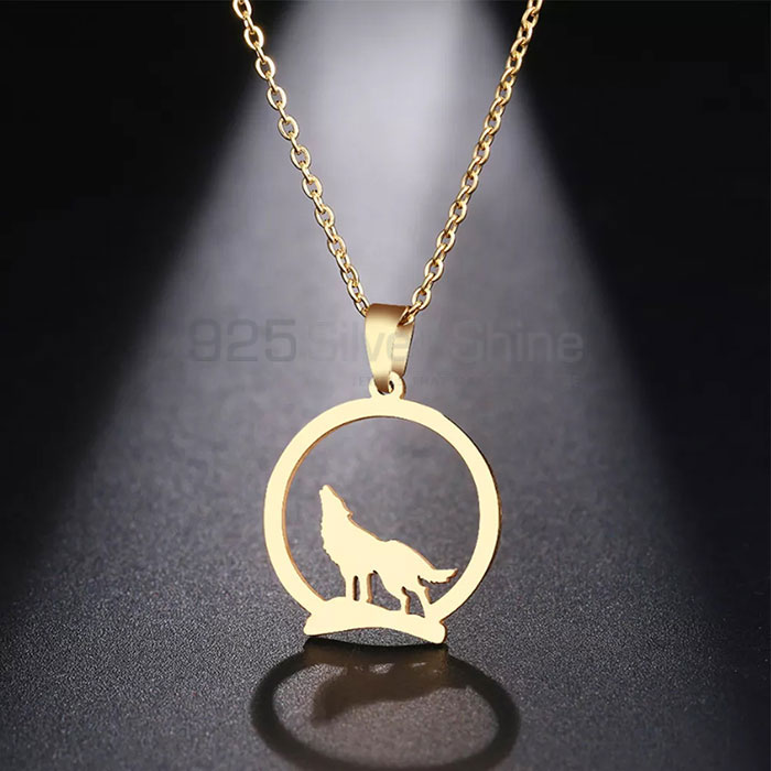 Howling Wolf Necklace, Animal Minimalist Necklace In 925 Sterling Silver AMN135_0