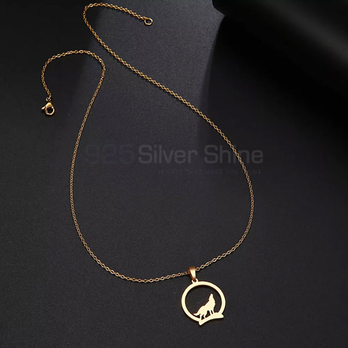 Howling Wolf Necklace, Animal Minimalist Necklace In 925 Sterling Silver AMN135_2