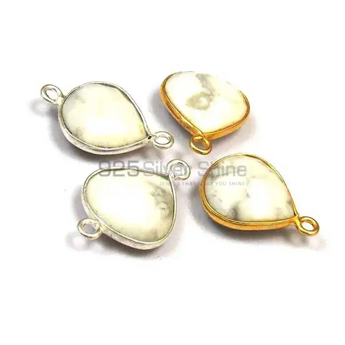 Howlite Heart Gemstone Single Bail Bezel Sterling Silver Gold Vermeil Connector 925GC157_3