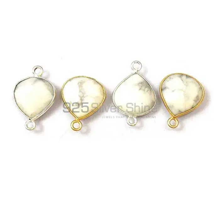 Howlite Heart Gemstone Single Bail Bezel Sterling Silver Gold Vermeil Connector 925GC157_5