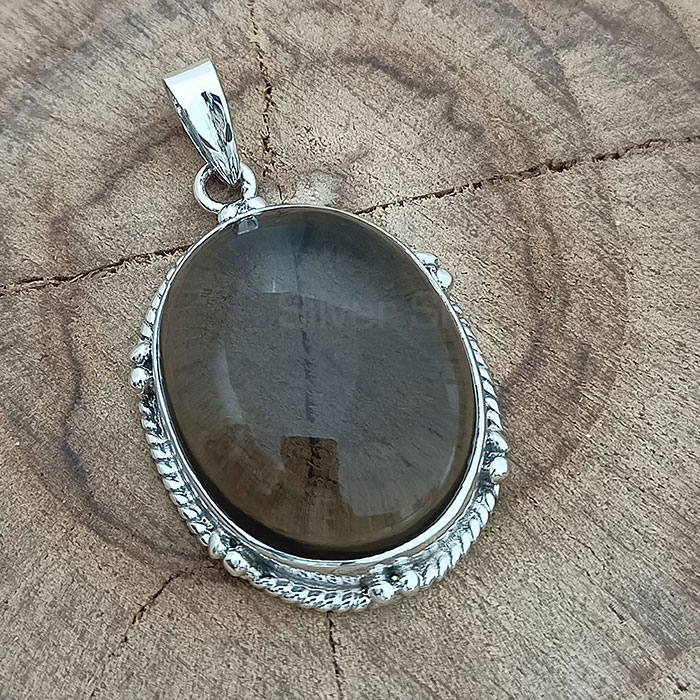 Smoky Quartz Gemstone Pendant In Sterling Silver 925NSP15_3