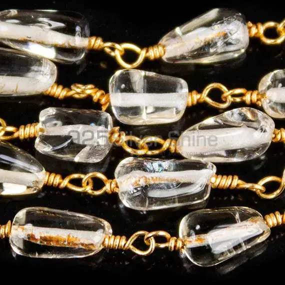 Citrine Plain Tear Drop Wire Wrapped Rosary Chain. "Wire Wrapped 1 Feet Roll Chain" 925RC164_0