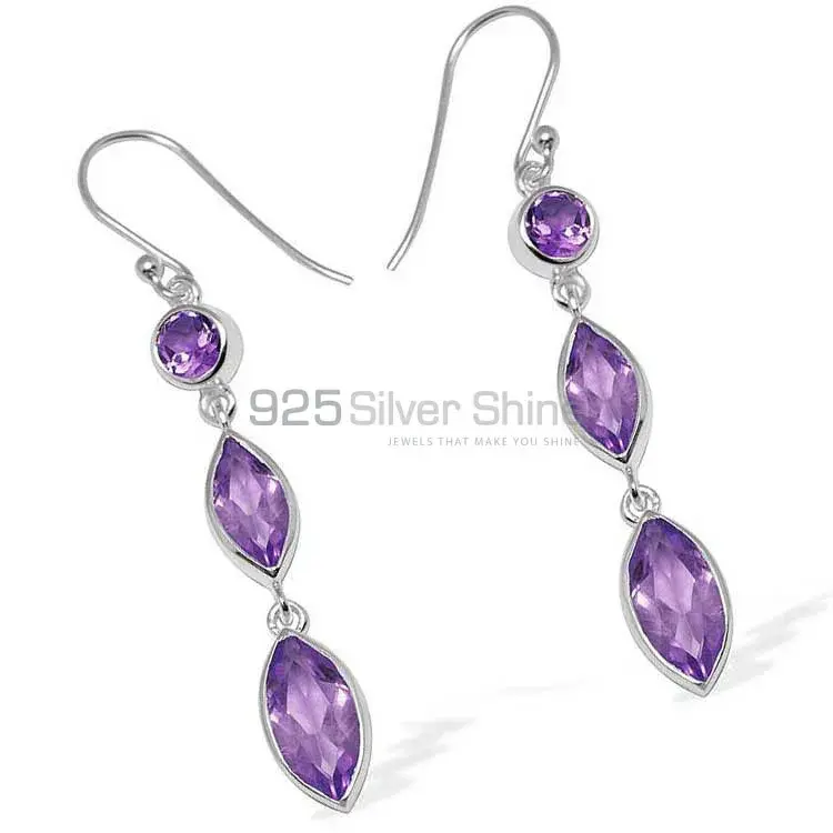 925 Sterling Silver Earrings In Amethyst Gemstone Jewelry 925SE1145_1