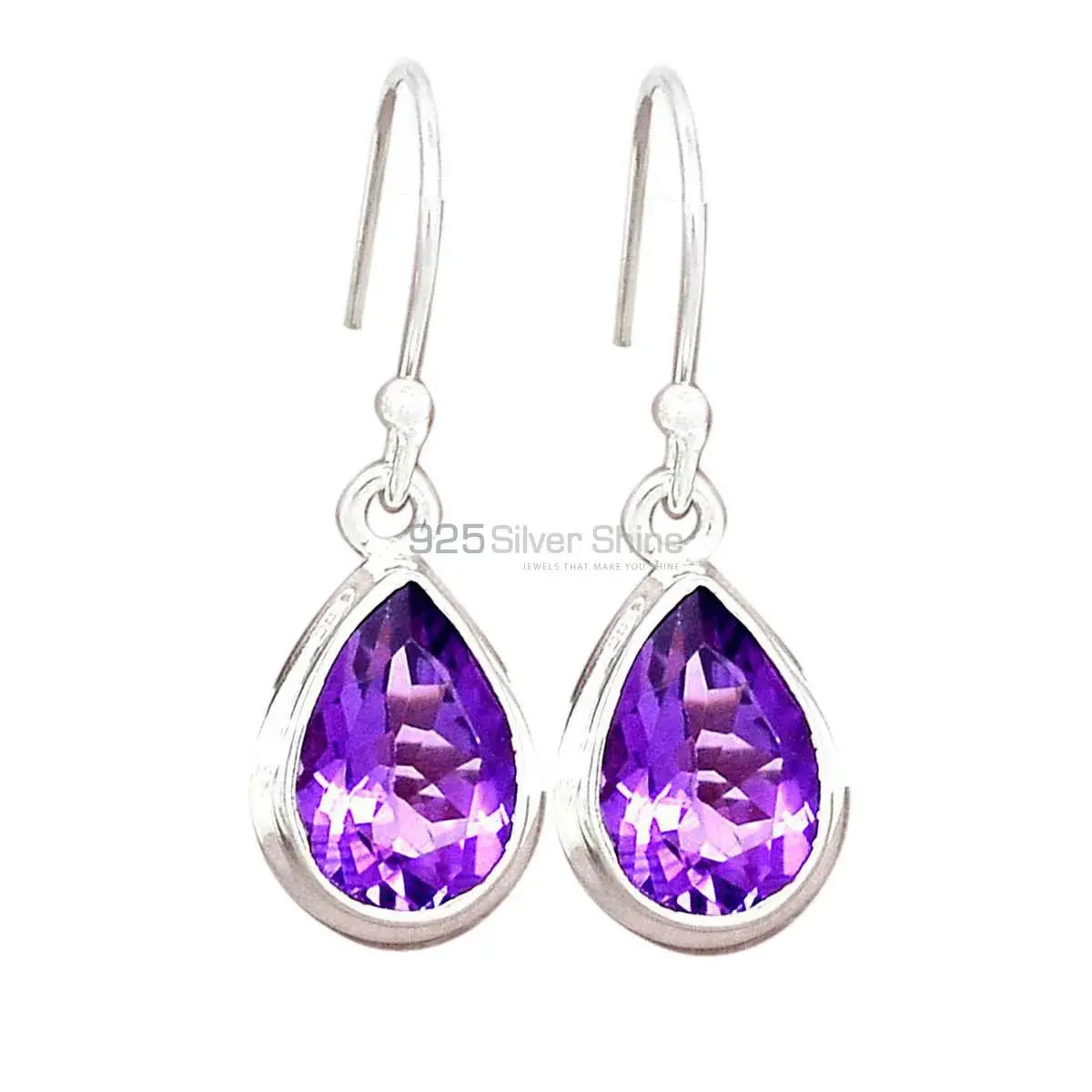 925 Sterling Silver Earrings In Amethyst Gemstone Jewelry 925SE2695_1