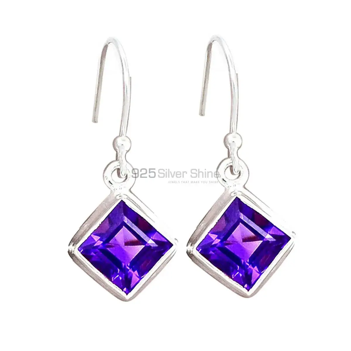 925 Sterling Silver Earrings In Amethyst Gemstone Jewelry 925SE2695_5