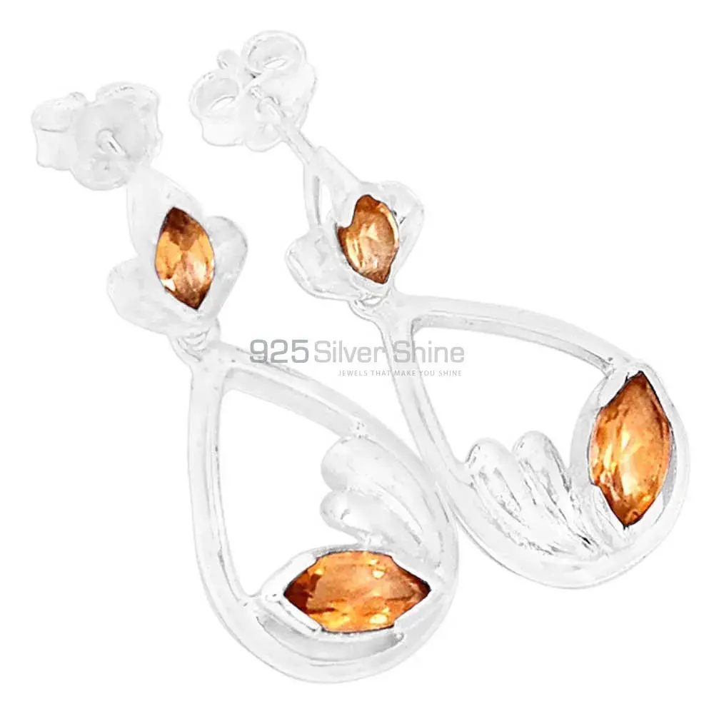925 Sterling Silver Earrings In Citrine Gemstone Jewelry 925SE434_0
